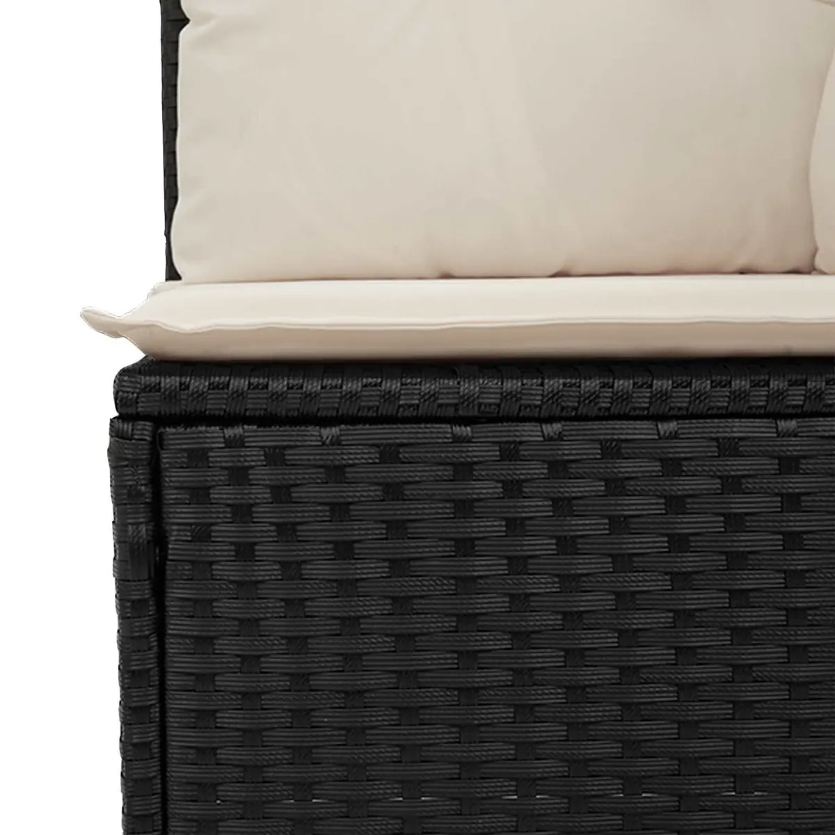 Garden Bench with Cushion Outdoor Furniture Reclining Seating Poly Rattan Black