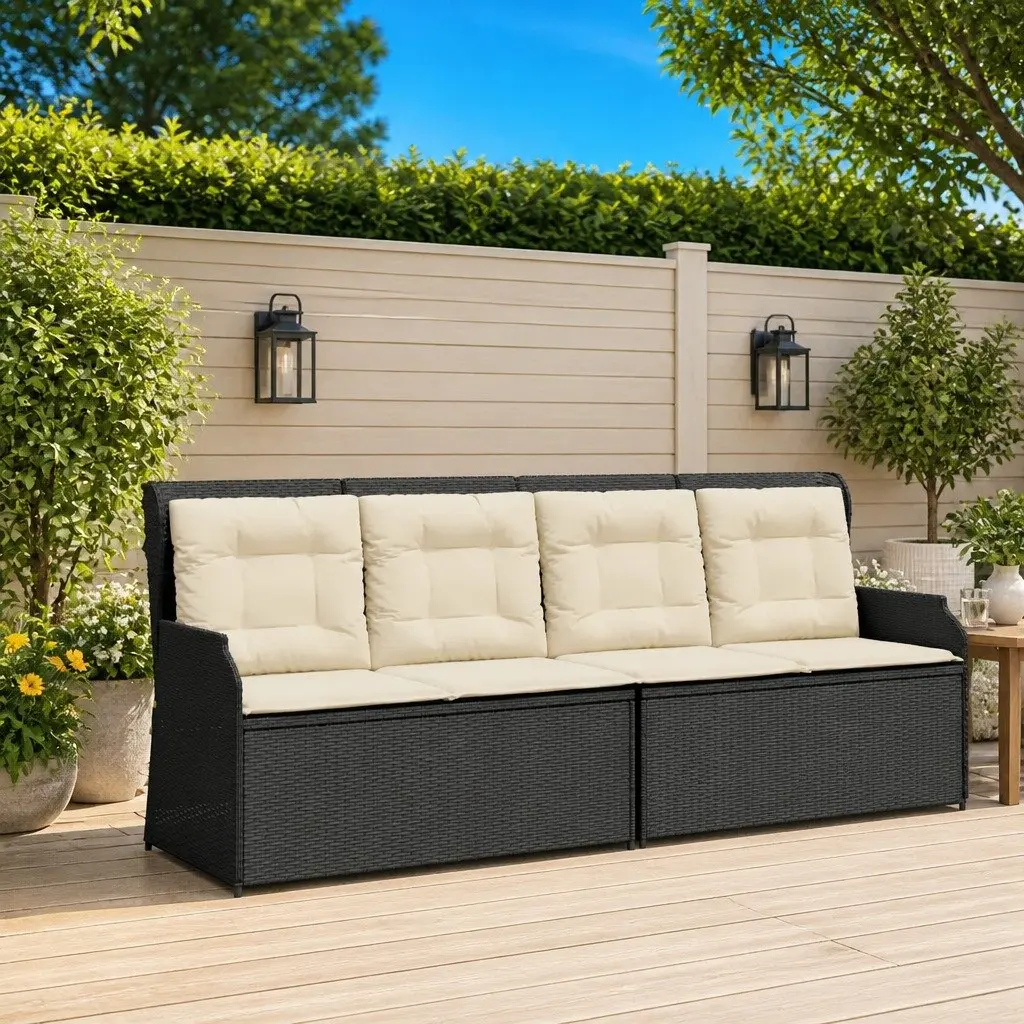 Garden Bench Reclining Multi-Position Adjustable Outdoor Rattan