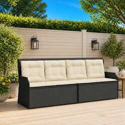 Garden Bench Reclining Outdoor Rattan Multi-Position Adjustable Seating