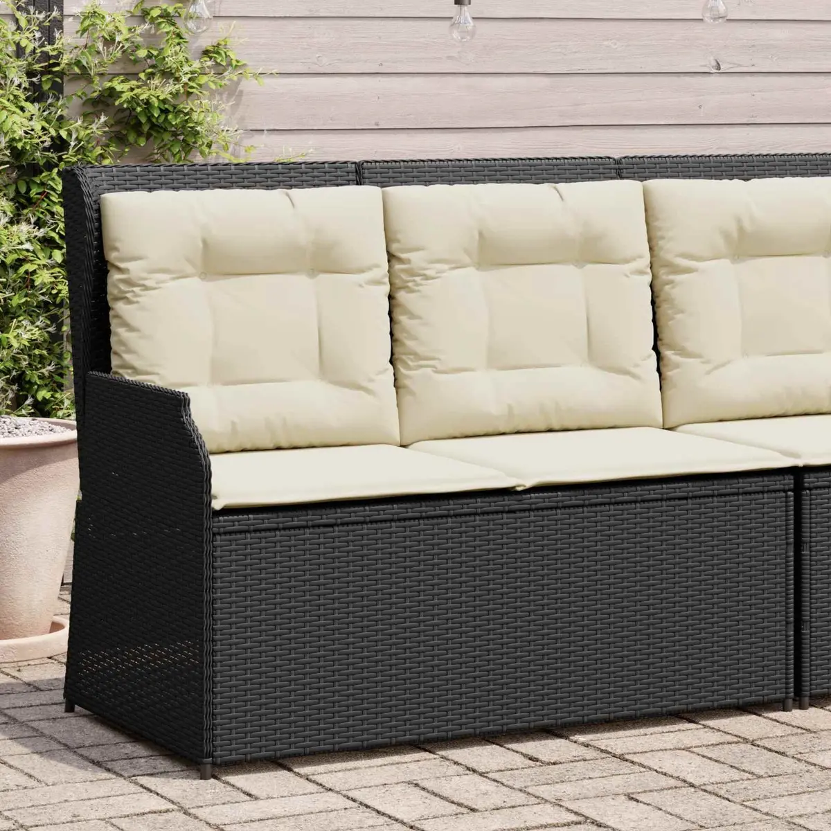 Garden Bench Reclining Multi-Position Adjustable Outdoor Rattan