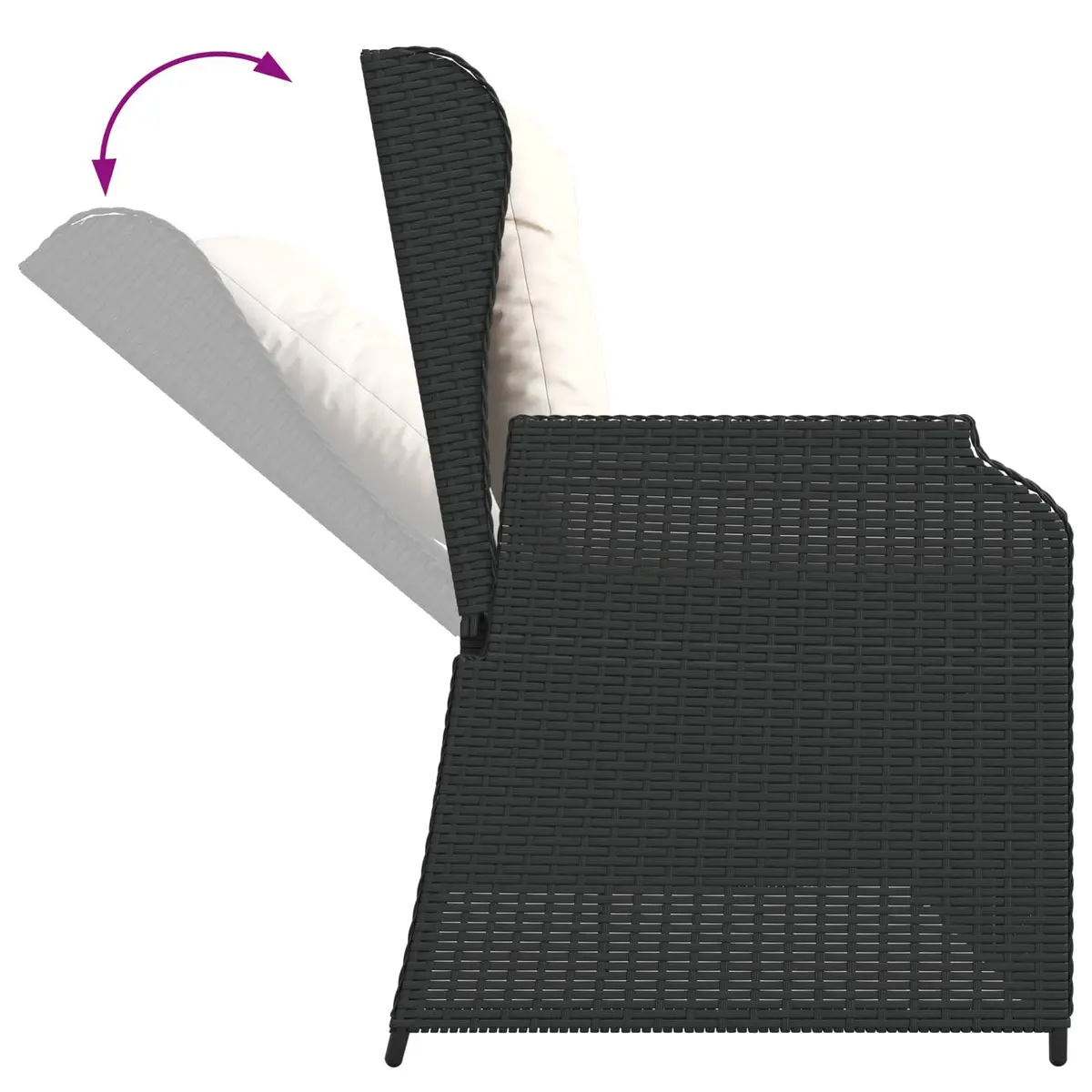 Garden Bench Reclining Multi-Position Adjustable Outdoor Rattan