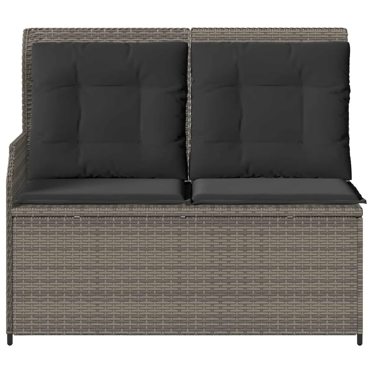 Garden Bench Reclining Outdoor Furniture Grey Poly Rattan Multi-Position