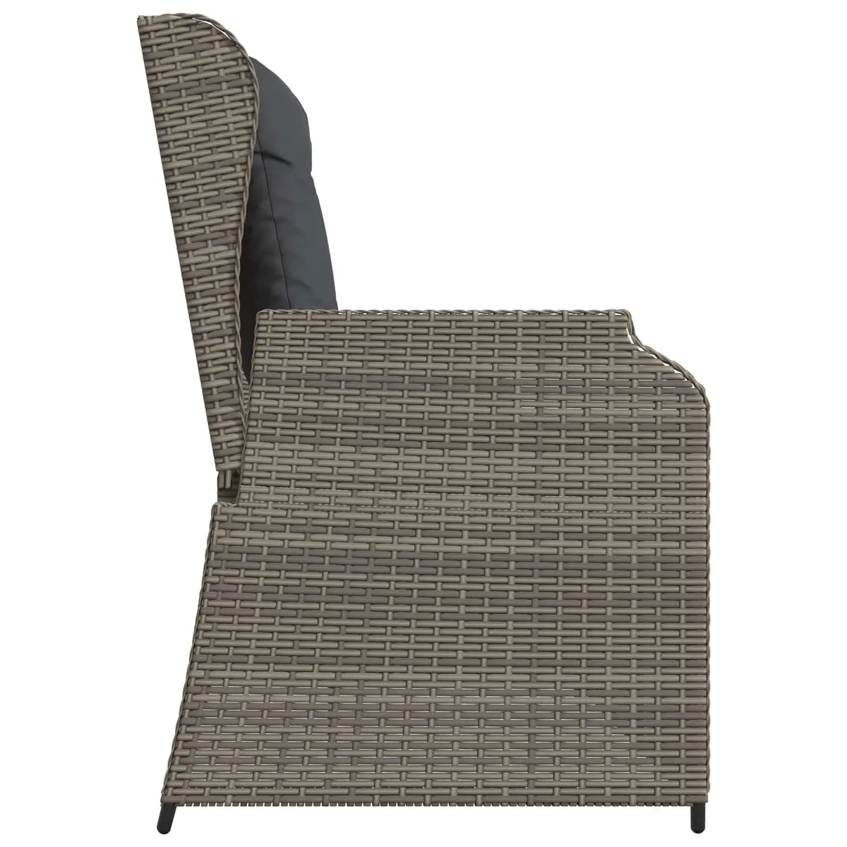 Garden Bench Reclining Outdoor Furniture Grey Poly Rattan Multi-Position