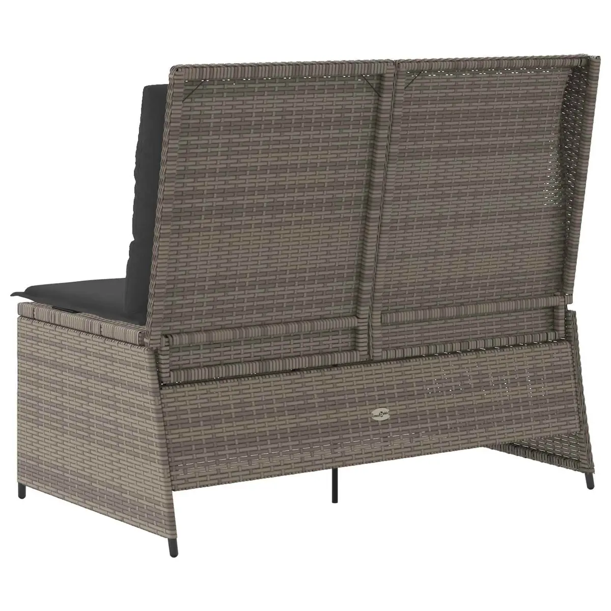 Garden Bench Reclining Outdoor Furniture Grey Poly Rattan Multi-Position