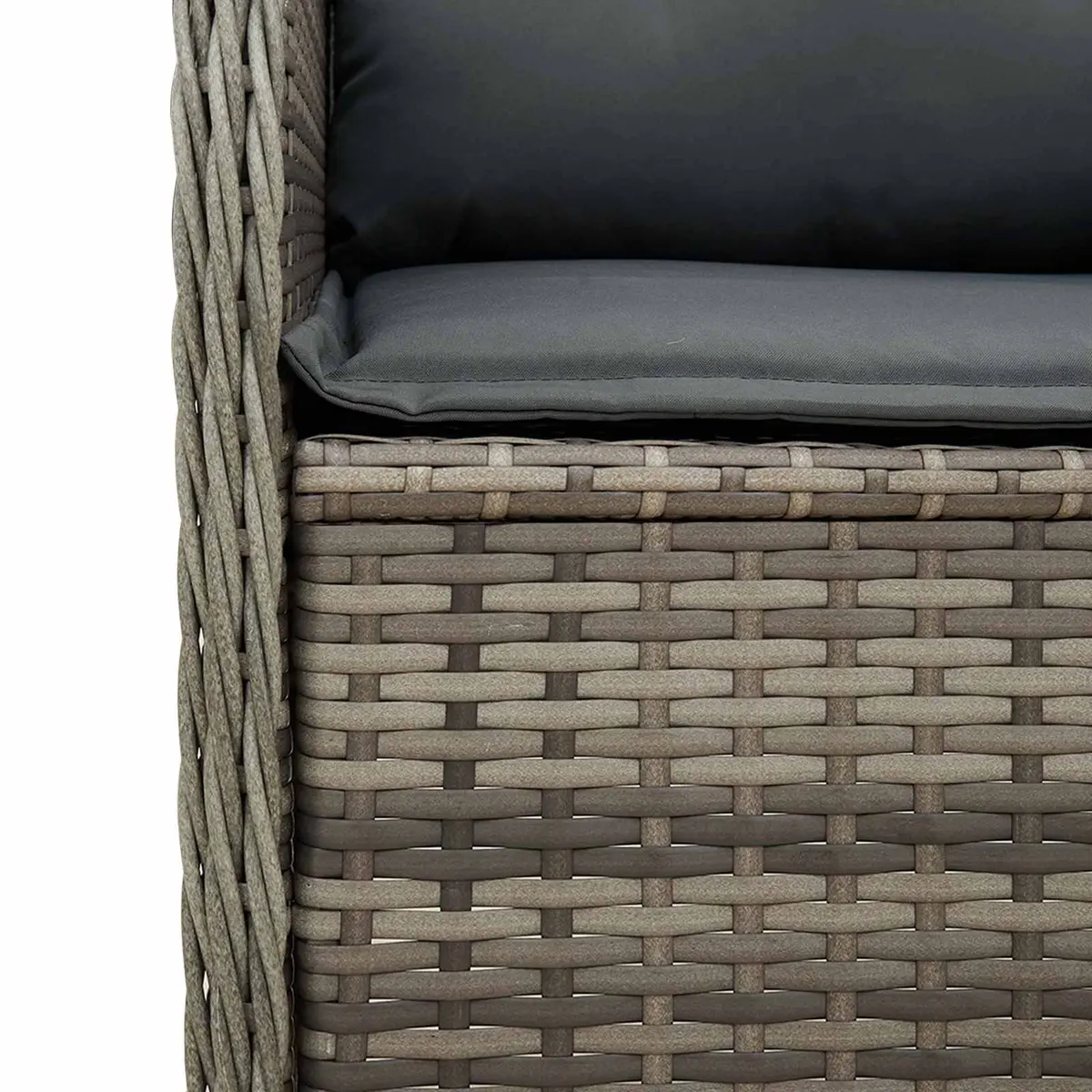 Garden Bench Reclining Outdoor Furniture Grey Poly Rattan Multi-Position