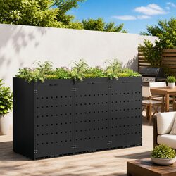 Wheelie Bin Storage 3 Bins Black Outdoor Garden Waste Container Enclosure Modern