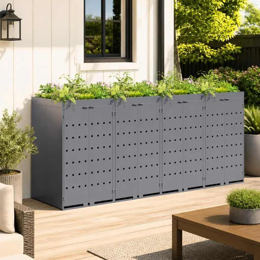Wheelie Bin Storage Unit for 4 Bins Outdoor