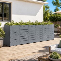 Wheelie Bin Storage Enclosure 6 Bins Light Grey Modern Garden Terrace Waste