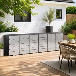 Wheelie Bin Storage Enclosure for 3 Bins Anthracite Modern Garden Waste