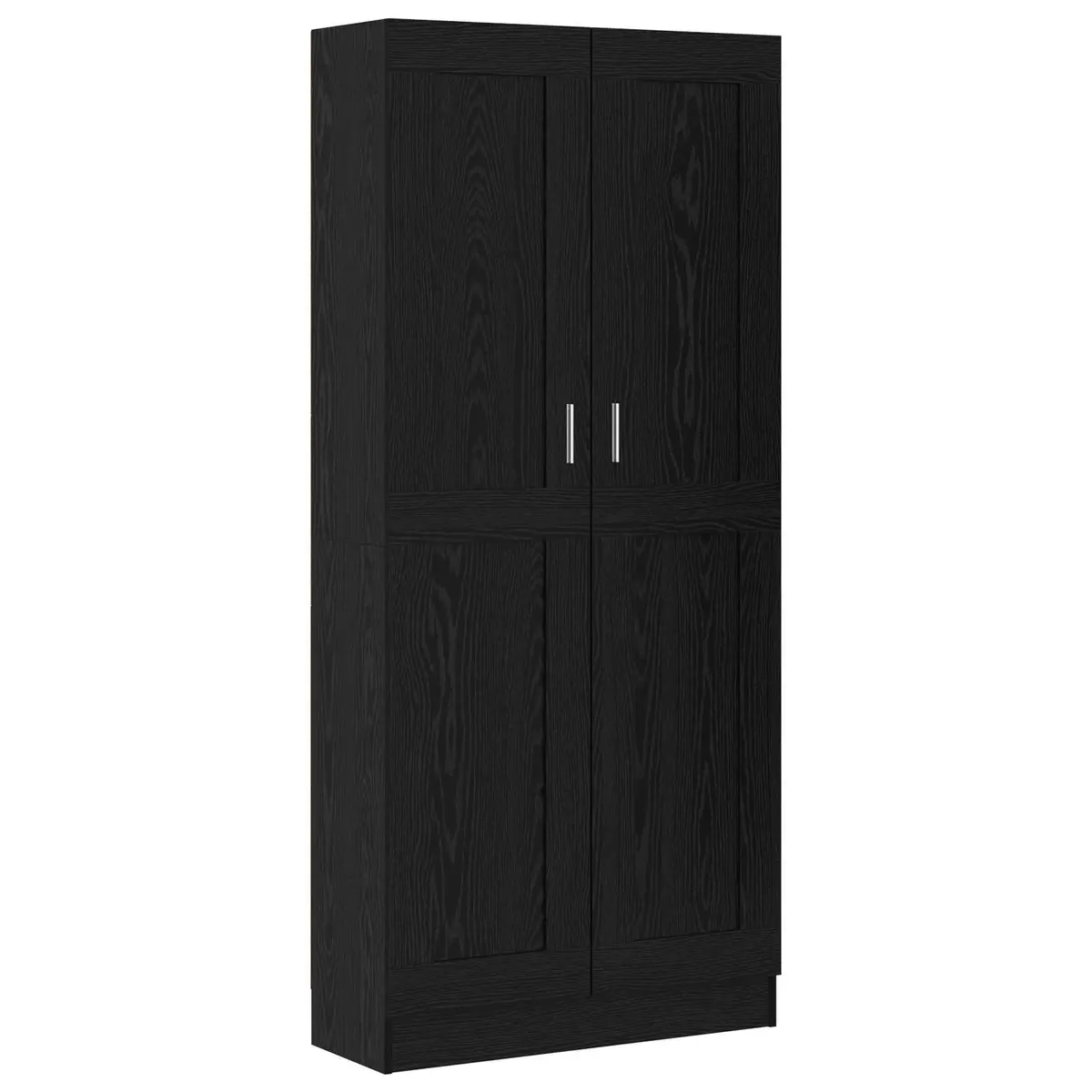 Book Cabinet Modern Black Oak Engineered Wood Shelving Unit 82.5 x 30.5 x 185 cm