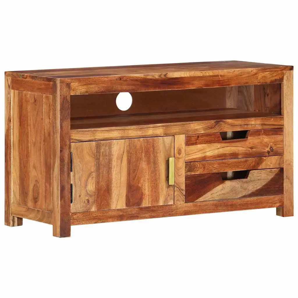 Wooden TV Cabinet 90x34.5x50 cm Solid Acacia Wood Lowboard Storage Unit
