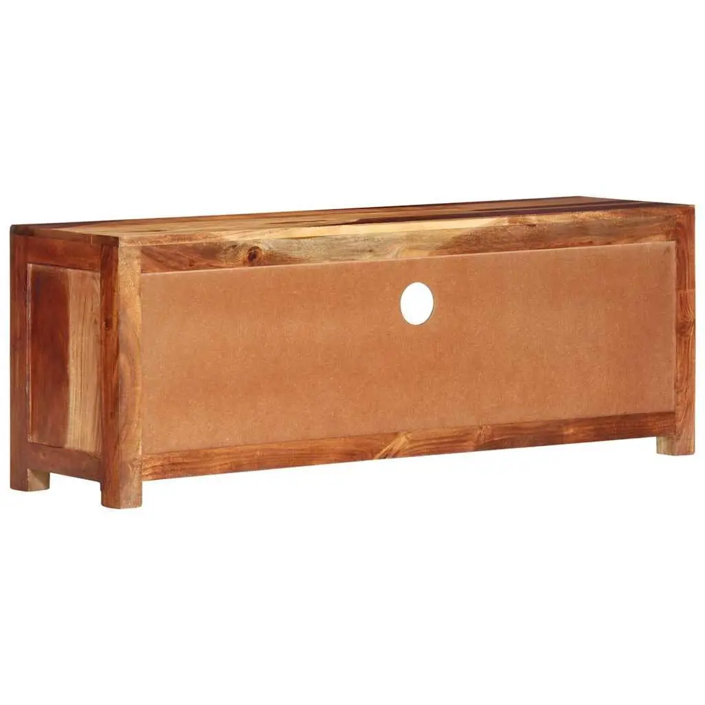 Solid Wood TV Cabinet Brown Acacia 110cm Entertainment Unit with Storage Drawers