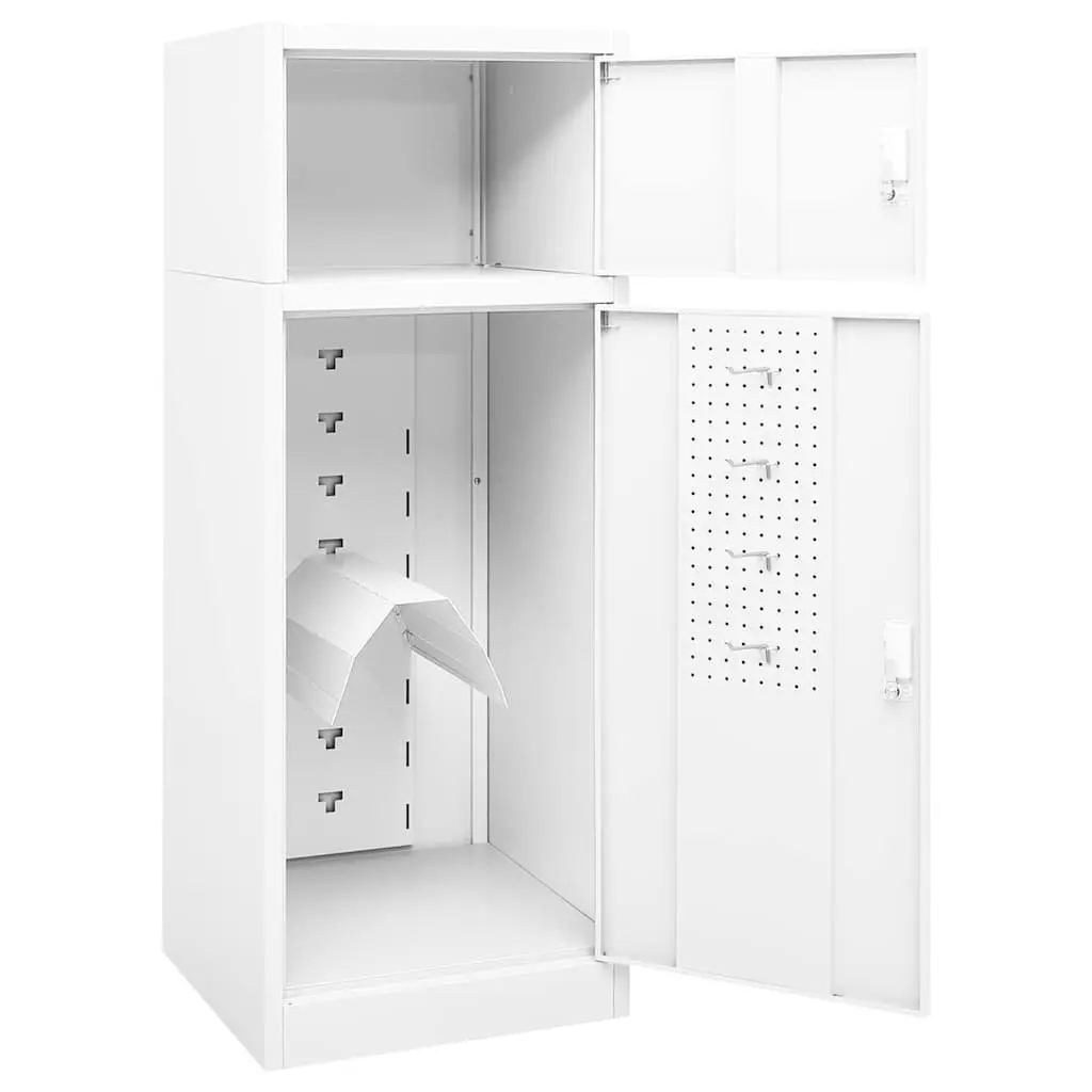 Saddle Cabinet White Steel 53x53x140 cm Tack Locker Stable Storage Cupboard