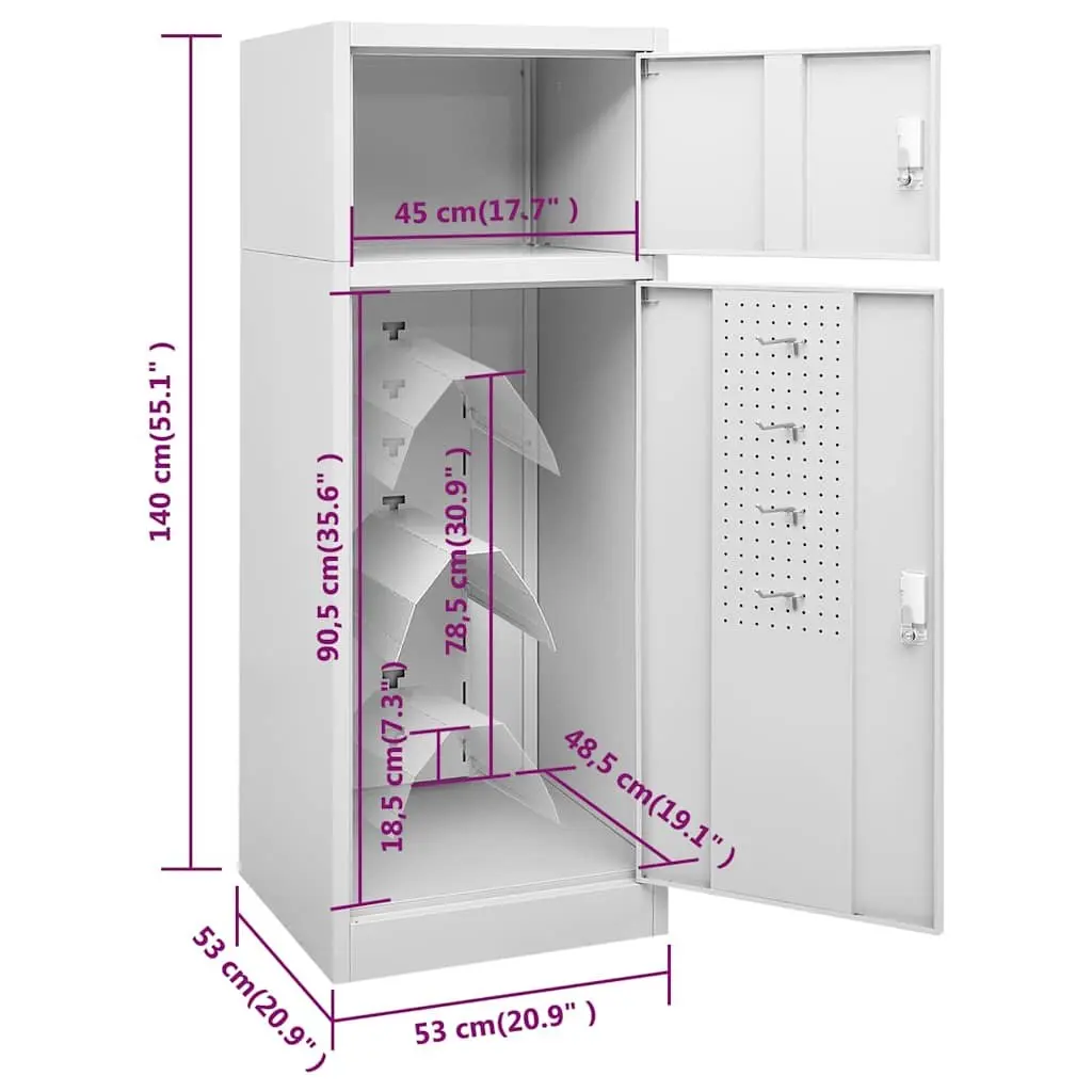 Saddle Cabinet Lockable Doors Grey 53 x 53 x 140 cm