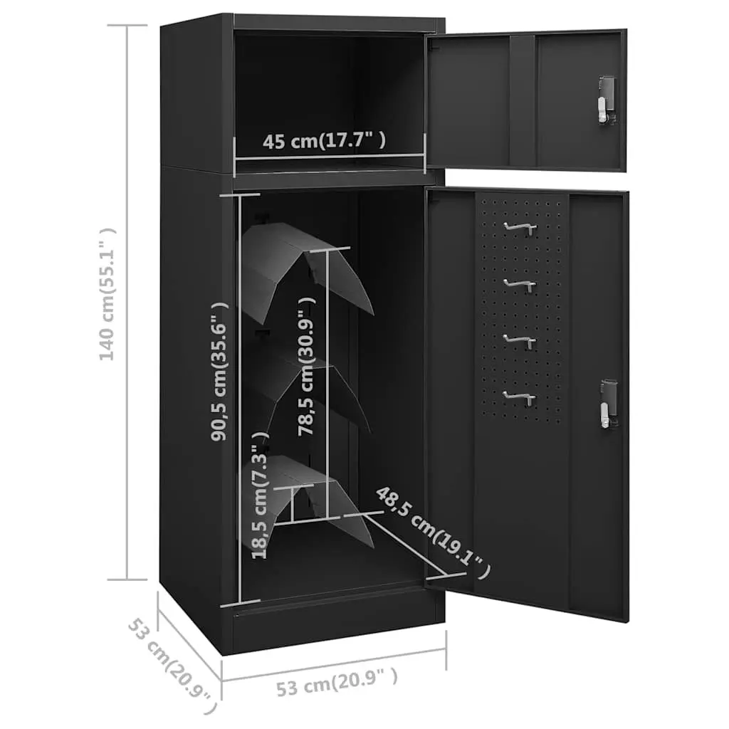 Saddle Cabinet Storage Locker Anthracite 53x53x140cm