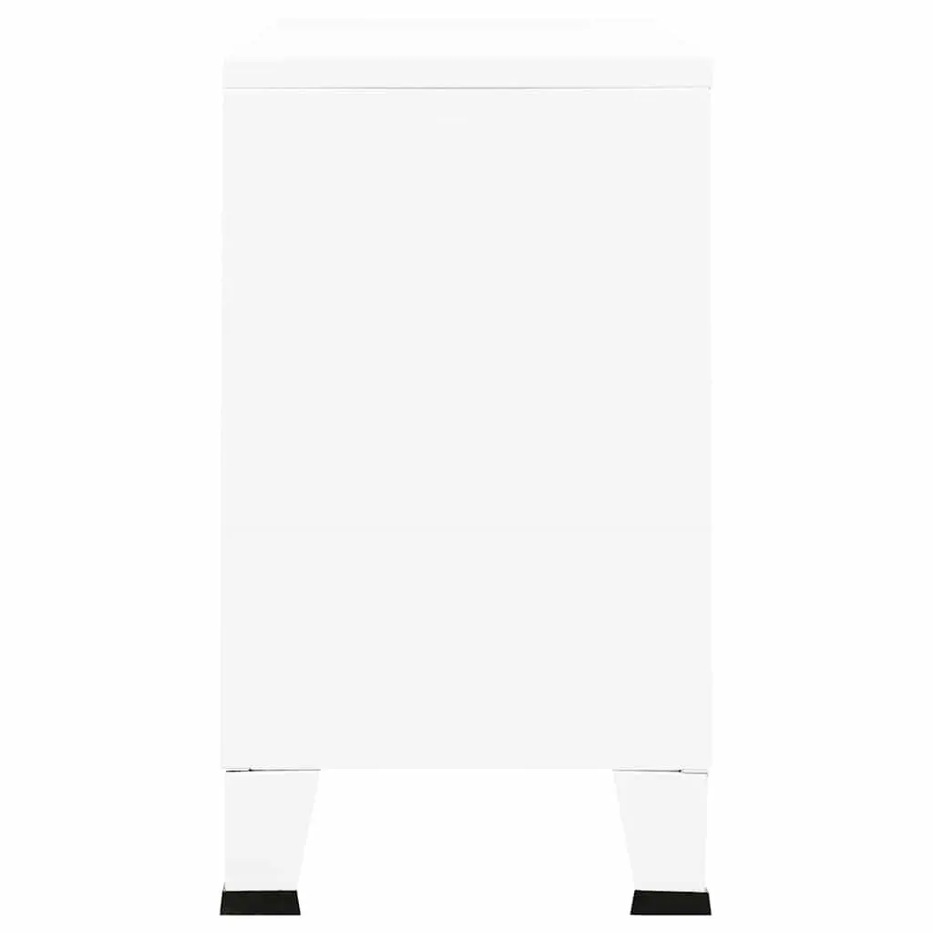 Industrial Sideboard White Metal Frame Glass Door Storage Cabinet 105W x 35D x 62H cm