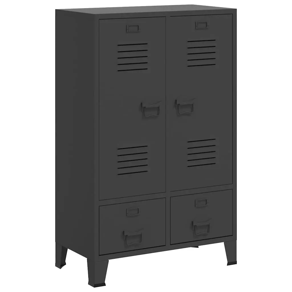 Industrial Wardrobe Storage Cabinet Anthracite 67x35x107cm Steel Shelves Drawers