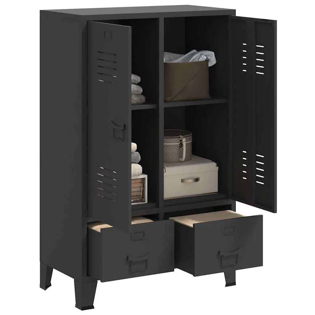 Industrial Wardrobe Storage Cabinet Anthracite 67x35x107cm Steel Shelves Drawers