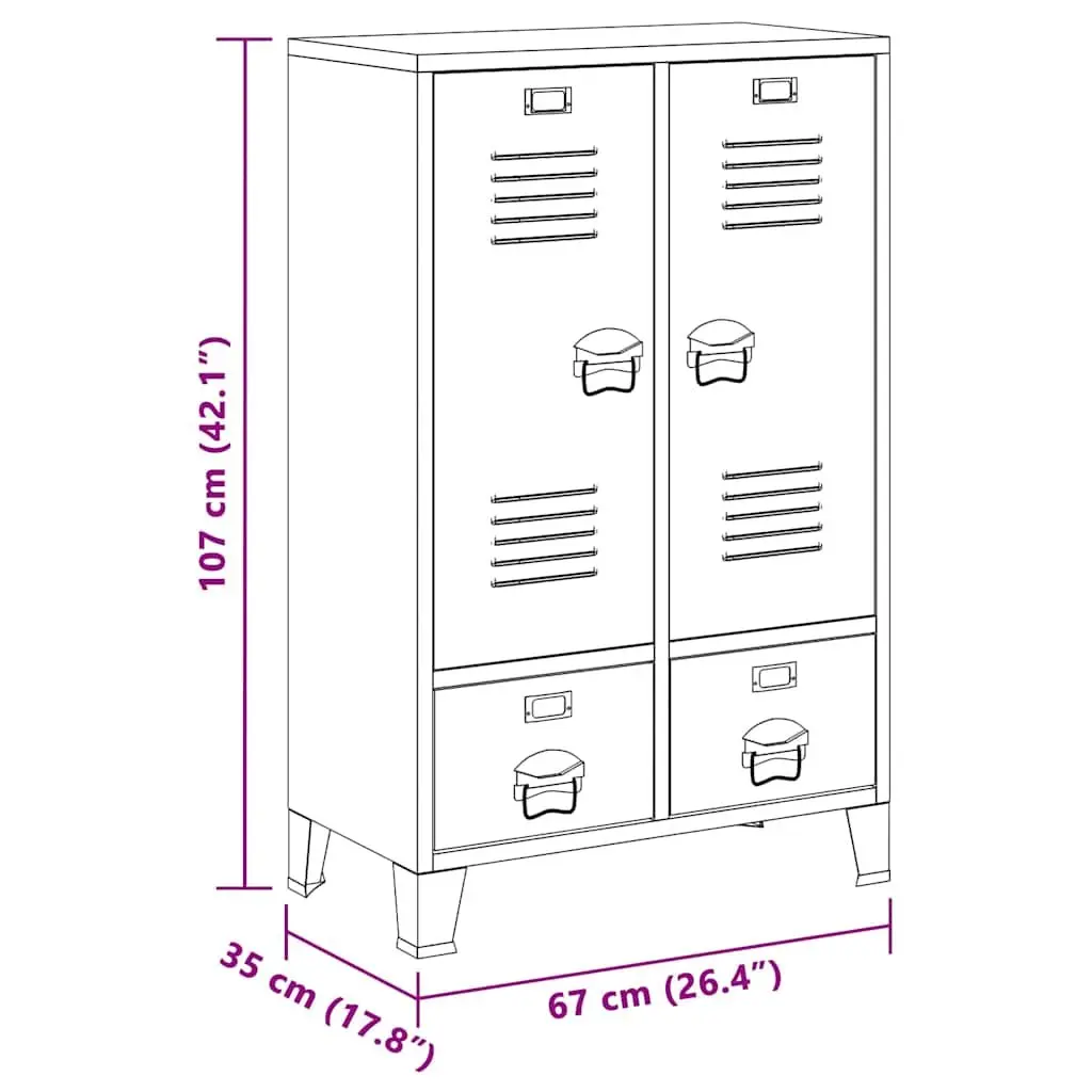 Industrial Wardrobe Storage Cabinet Anthracite 67x35x107cm Steel Shelves Drawers