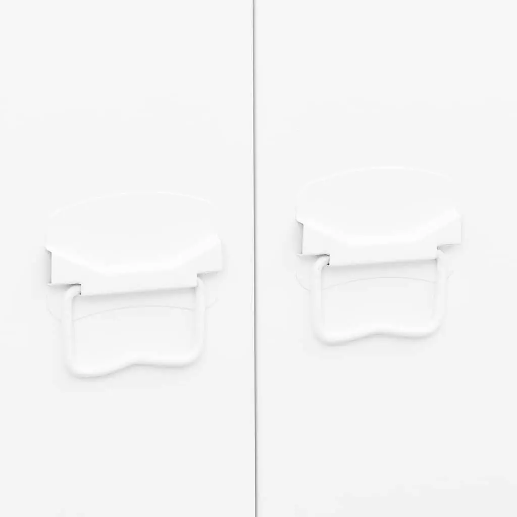 Industrial Metal Wardrobe Cabinet Storage White 90x50x180 cm Shelves Hanger