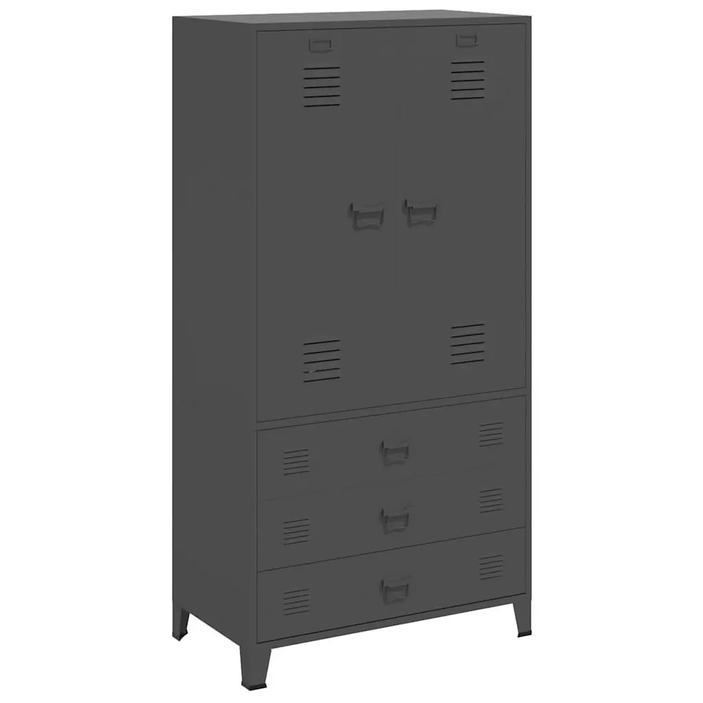 Industrial Metal Wardrobe Storage Cabinet Clothes Cupboard Anthracite