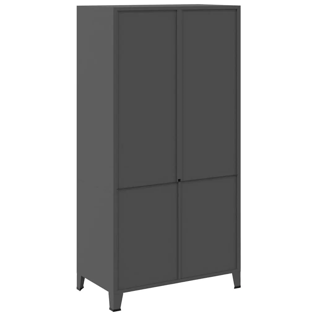 Industrial Metal Wardrobe Storage Cabinet Clothes Cupboard Anthracite