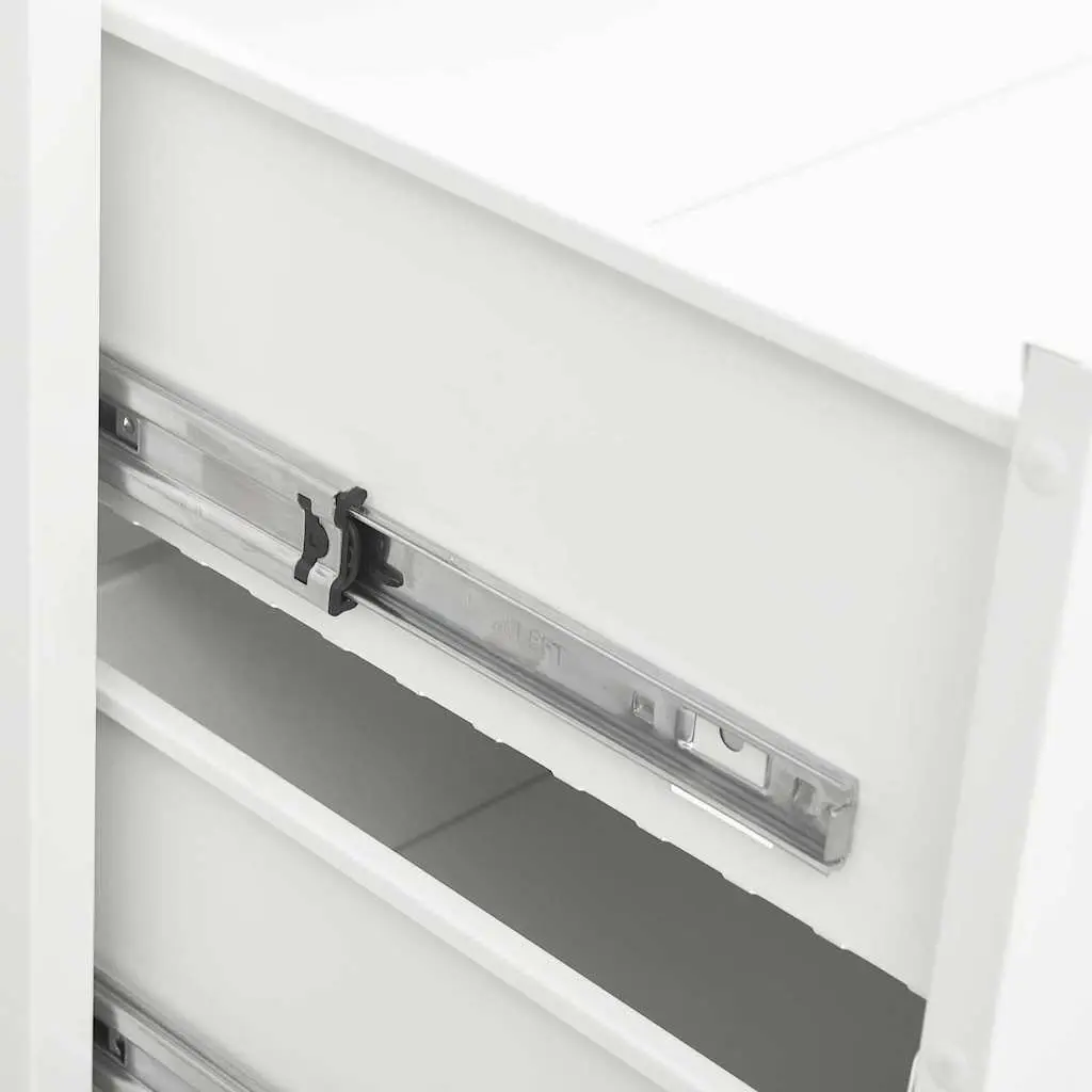 Industrial Drawer Cabinet White Metal 4-Drawer Storage Unit 78W x 40D x 93H cm