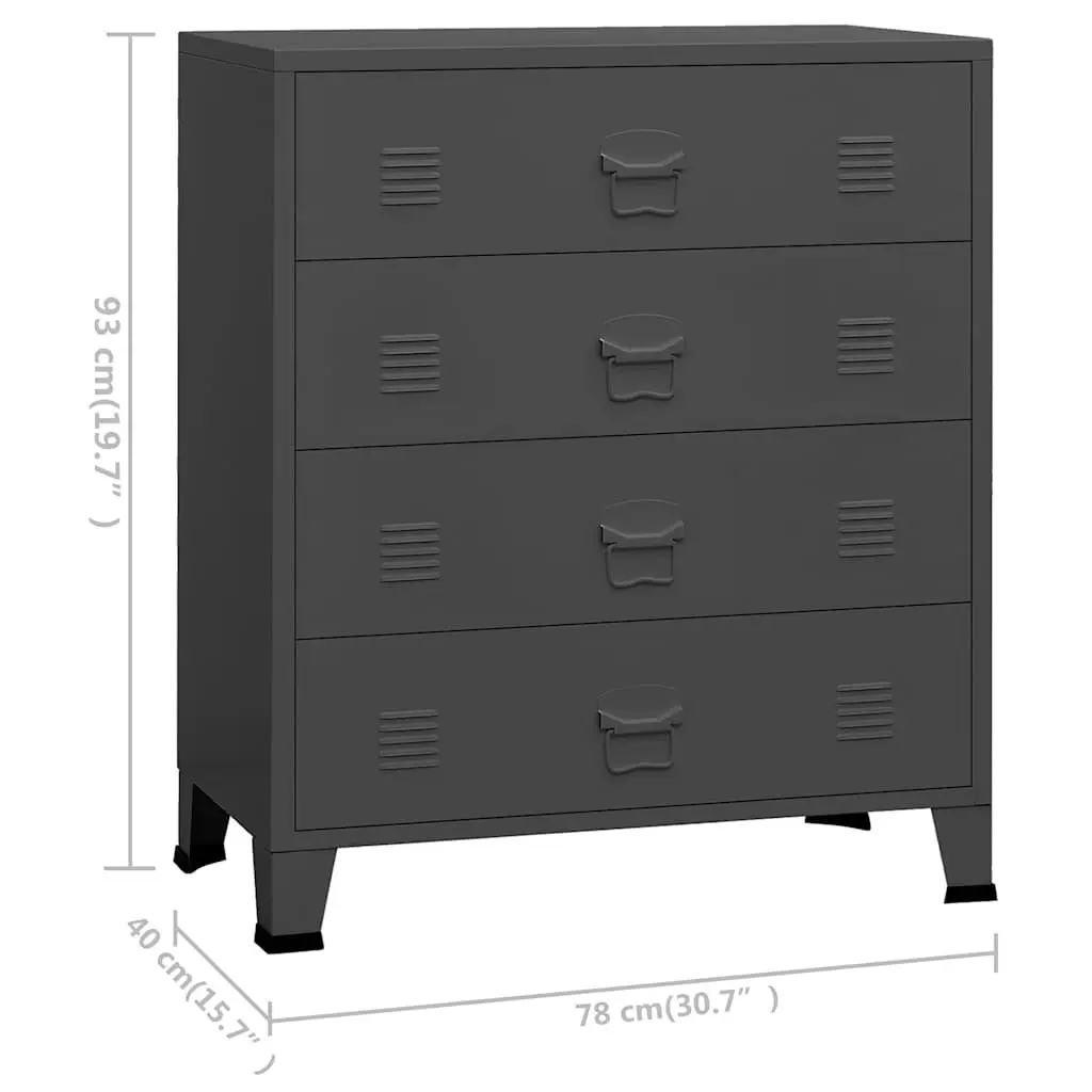 Metal Drawer Cabinet Organiser 4 Drawers Anthracite