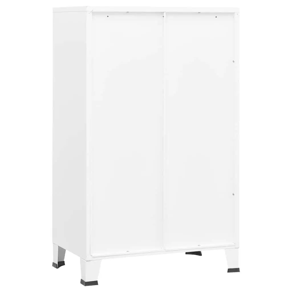 Industrial Storage Chest White Metal Cabinet with Drawers and Shelves 70x40x115cm