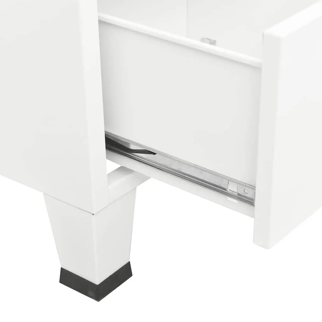 Industrial Storage Chest White Metal Cabinet with Drawers and Shelves 70x40x115cm