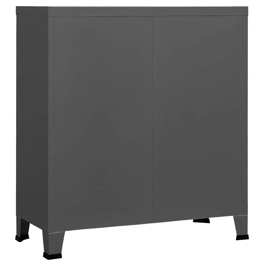 Industrial Storage Chest Anthracite Steel Cabinet with Shelves 90x40x100cm