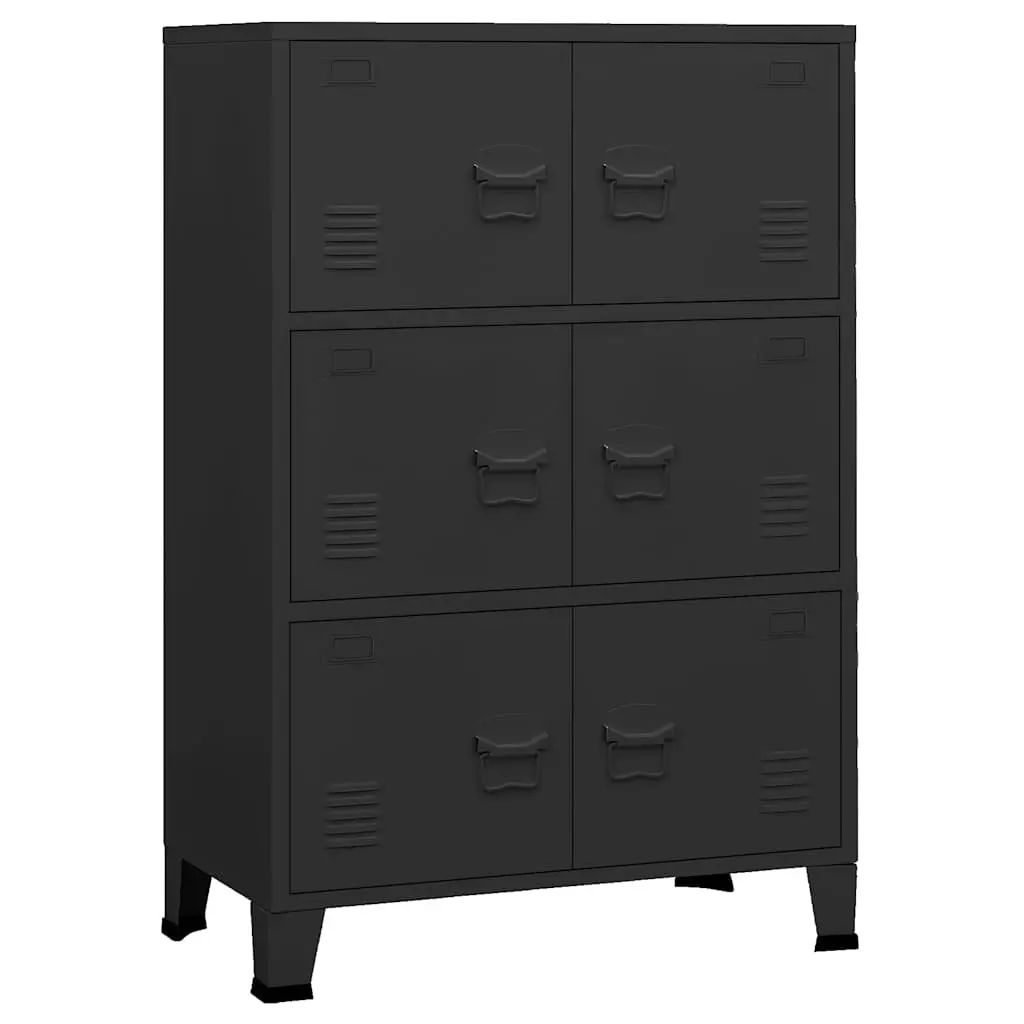 Industrial Storage Chest Metal Cabinet 6-Door Black Organiser 75 x 40 x 115 cm