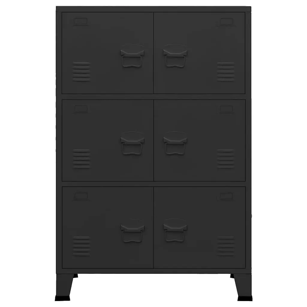 Industrial Storage Chest Metal Cabinet 6-Door Black Organiser 75 x 40 x 115 cm