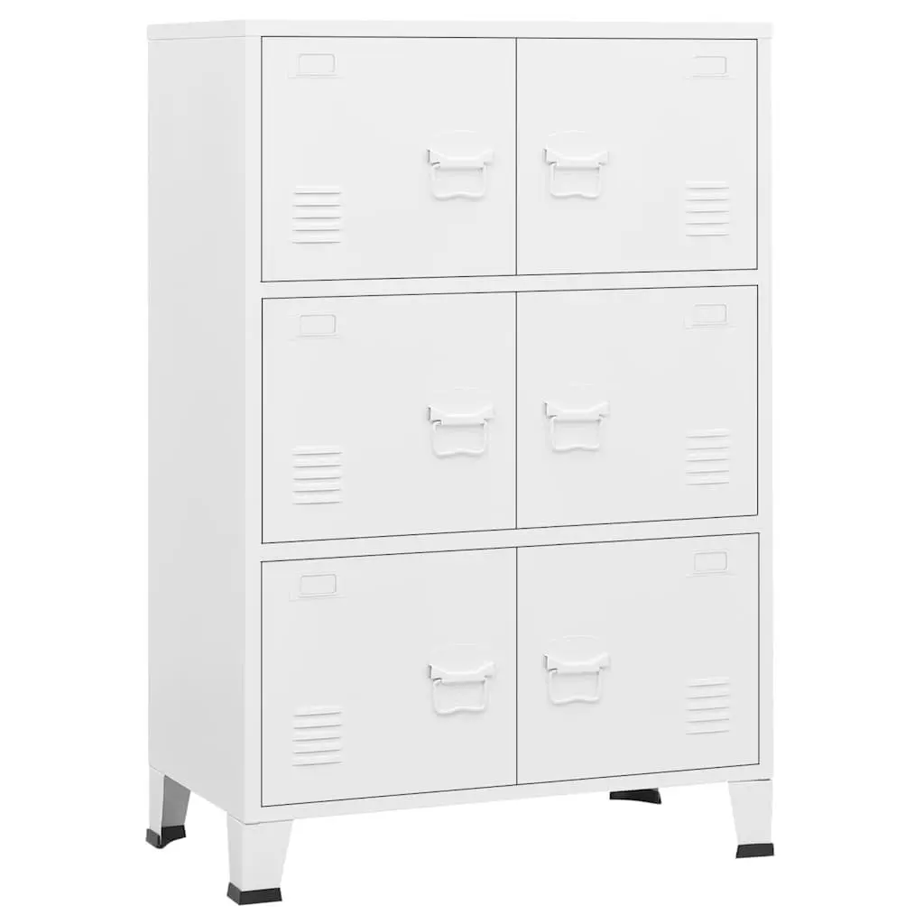 Industrial Storage Chest Metal Cabinet 6 Door White 75 x 40 x 115 cm
