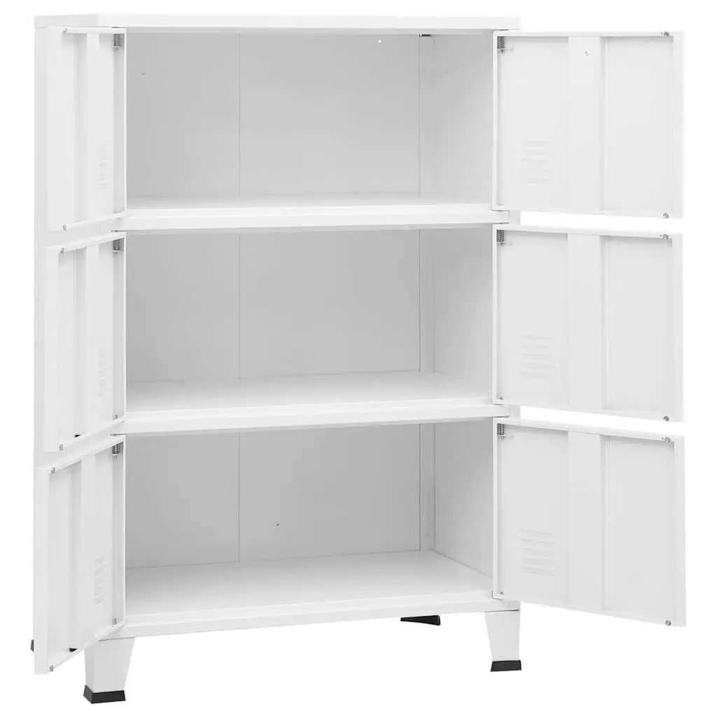 Industrial Storage Chest Metal Cabinet 6 Door White 75 x 40 x 115 cm