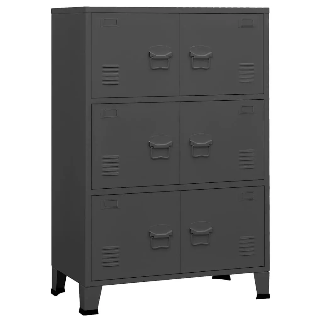 Industrial Metal Storage Chest 6 Doors Anthracite Cabinet Organizer