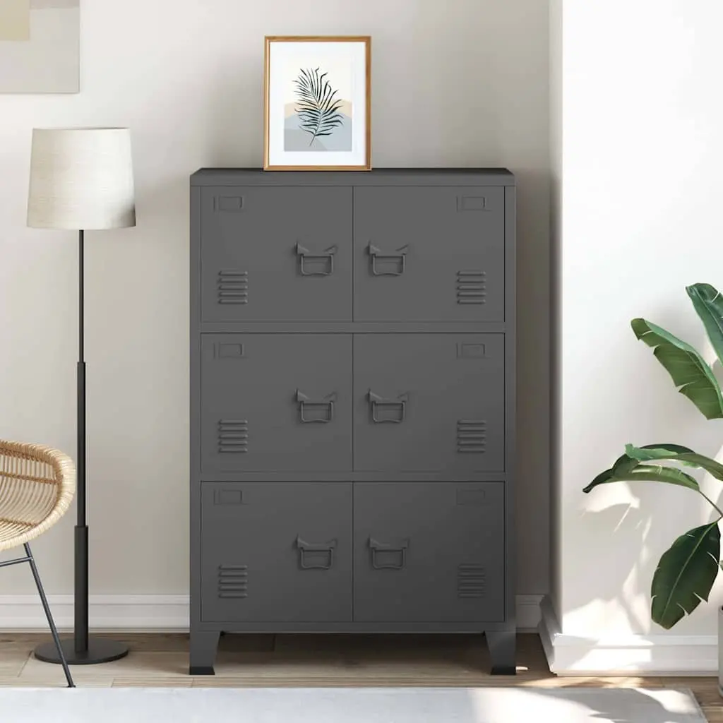 Industrial Metal Storage Chest 6 Doors Anthracite Cabinet Organizer