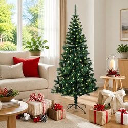 Artificial Pre-lit Christmas Tree 150cm Green Cone LED Lights USB Powered