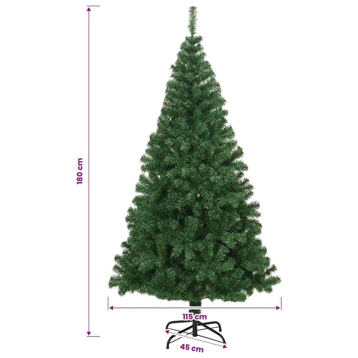 Artificial Christmas Tree Cone Shape 180cm Green PVC Plastic