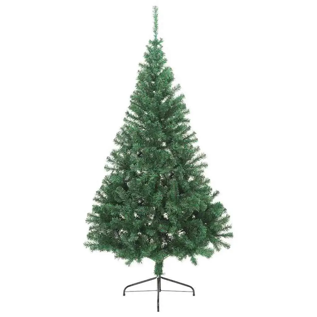 Artificial Pre-lit Christmas Tree Cone Shape 210cm Green LED Lights Indoor Outdoor