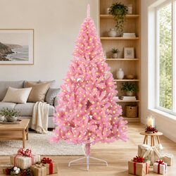 Friendly 240cm Pink Christmas Tree with LED Lights