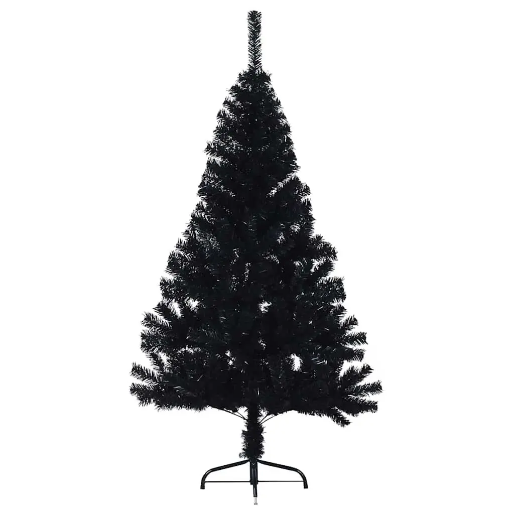 Artificial Pre-lit Christmas Tree Cone Shape 150cm Black with Warm White LED Lights