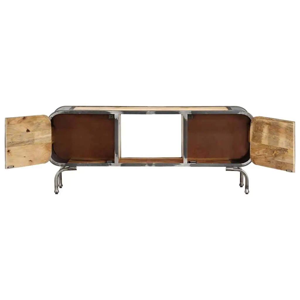 TV Cabinet Solid Wood 110x30x42 cm Storage Unit with Doors Shelves Brown