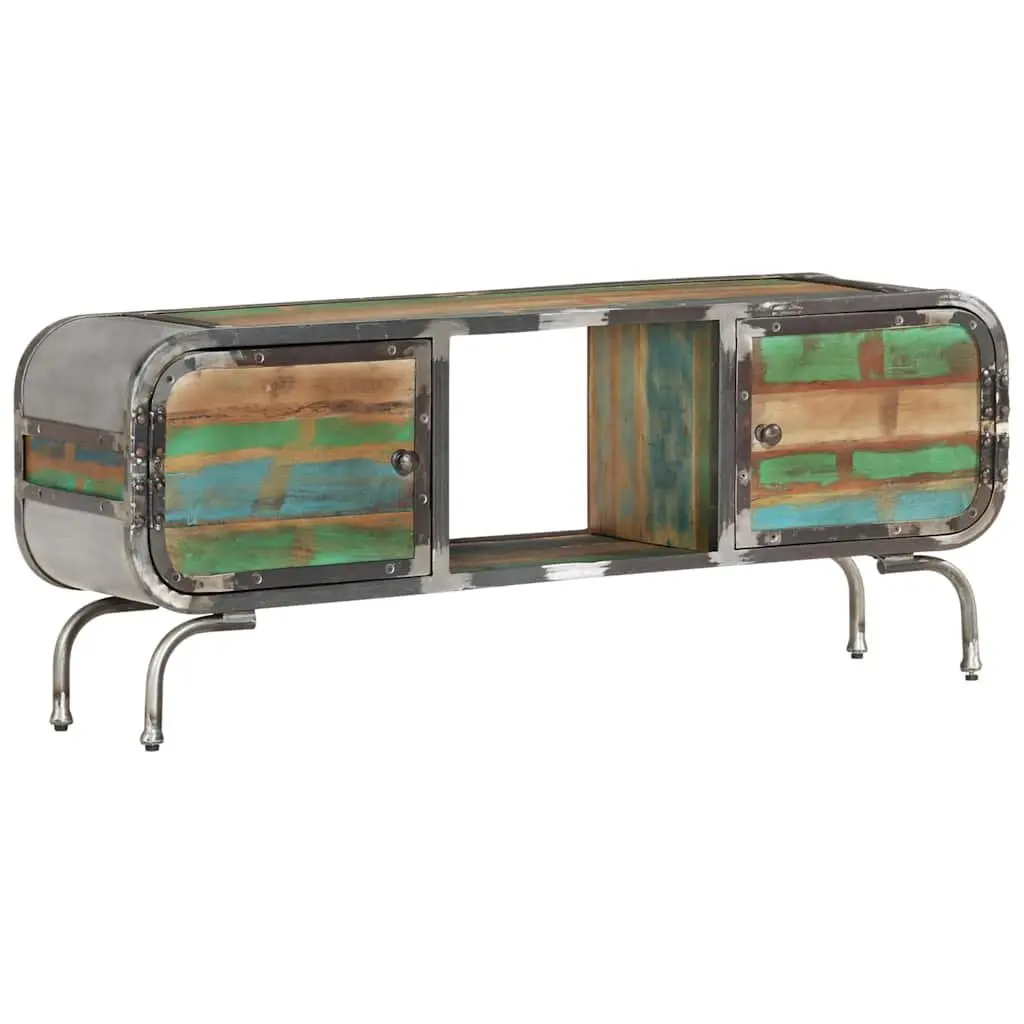 TV Cabinet Multicolour Solid Wood Reclaimed 110x30x42cm Storage Unit Doors Shelf