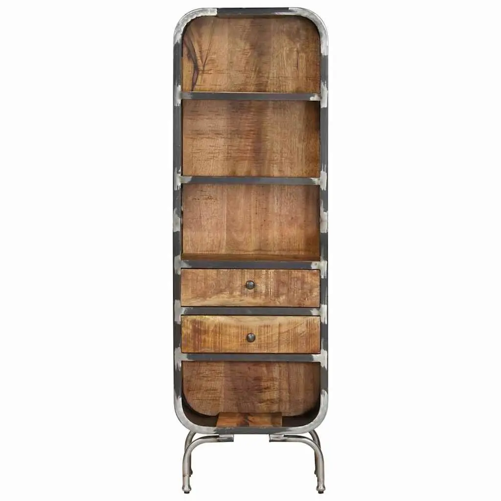 Solid Wood Highboard Storage Cabinet 2 Drawers 4 Shelves Display Unit