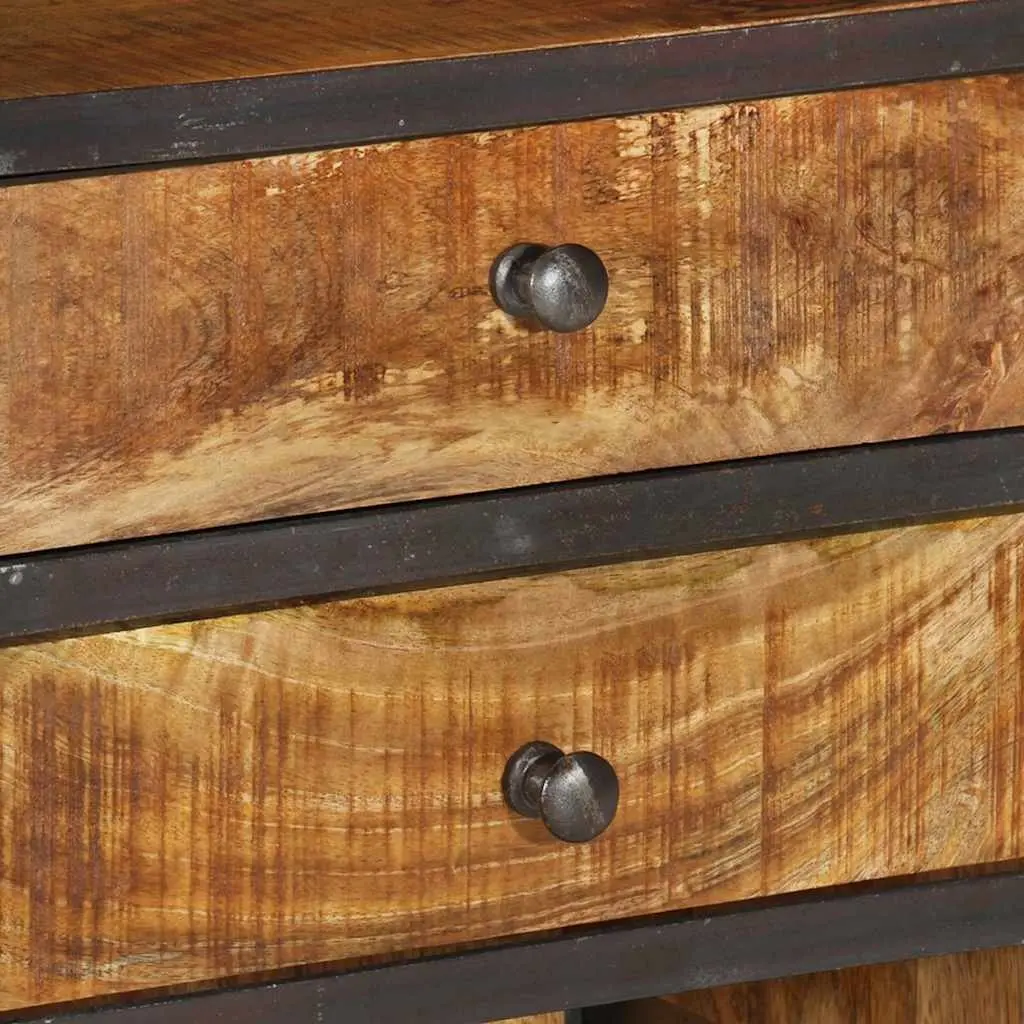 Solid Wood Highboard Storage Cabinet 2 Drawers 4 Shelves Display Unit