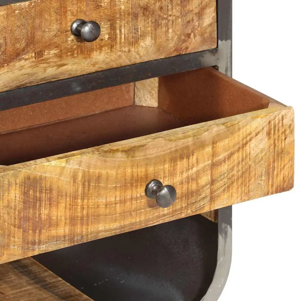Solid Wood Highboard Storage Cabinet 2 Drawers 4 Shelves Display Unit