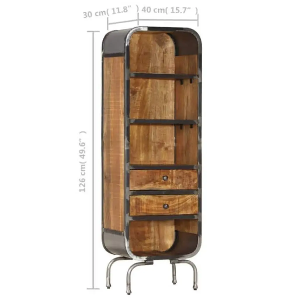 Solid Wood Highboard Storage Cabinet 2 Drawers 4 Shelves Display Unit