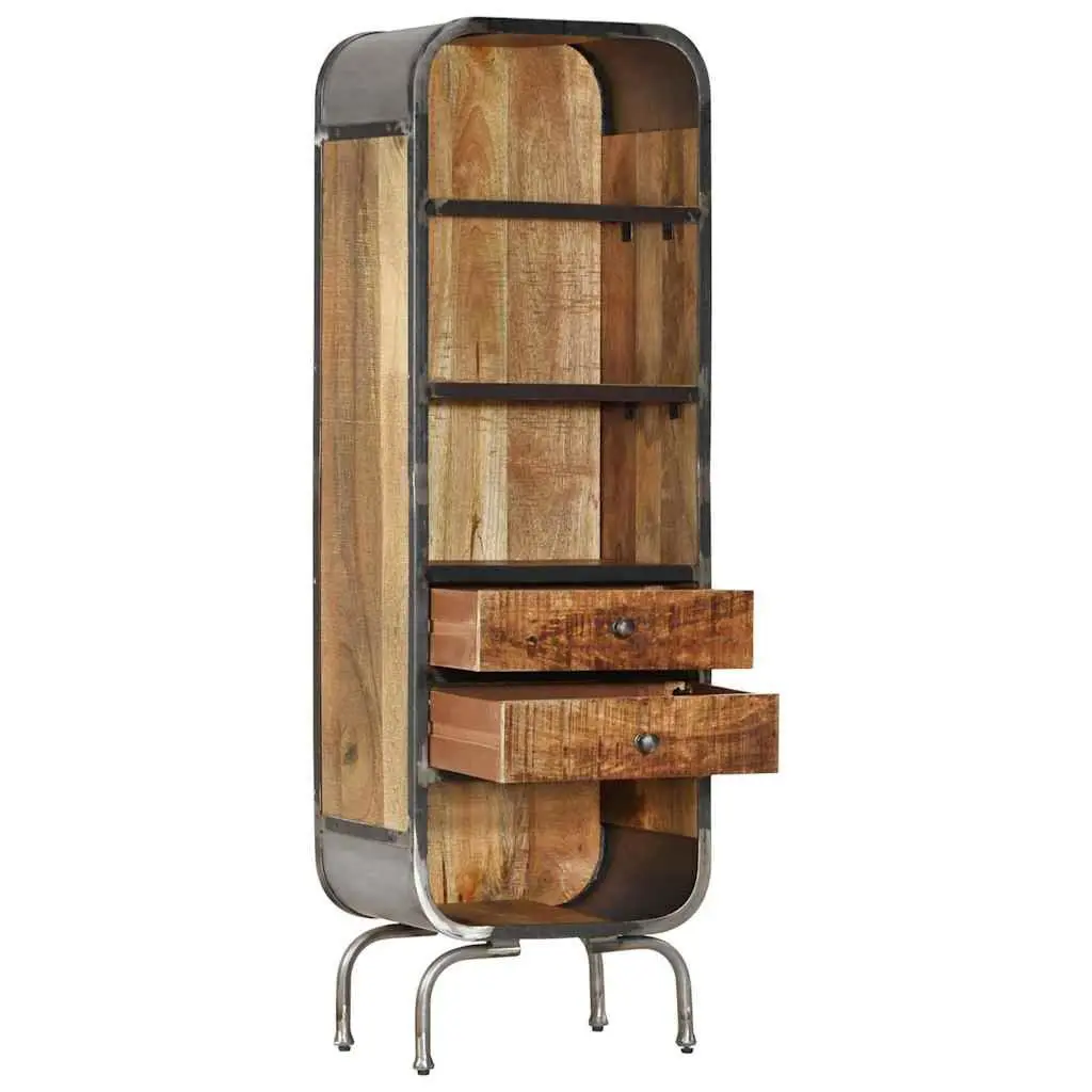 Solid Wood Highboard Storage Cabinet 2 Drawers 4 Shelves Display Unit