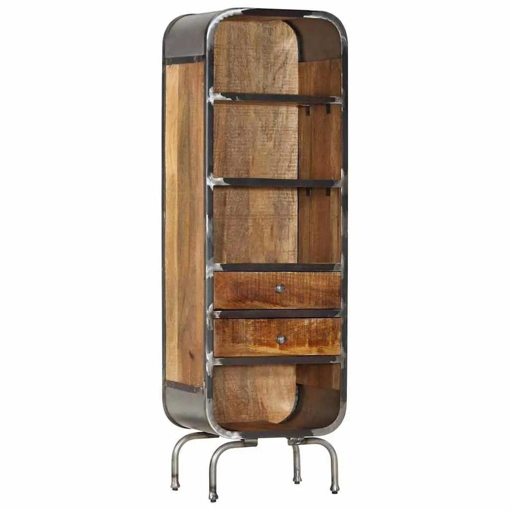 Solid Wood Highboard Storage Cabinet 2 Drawers 4 Shelves Display Unit